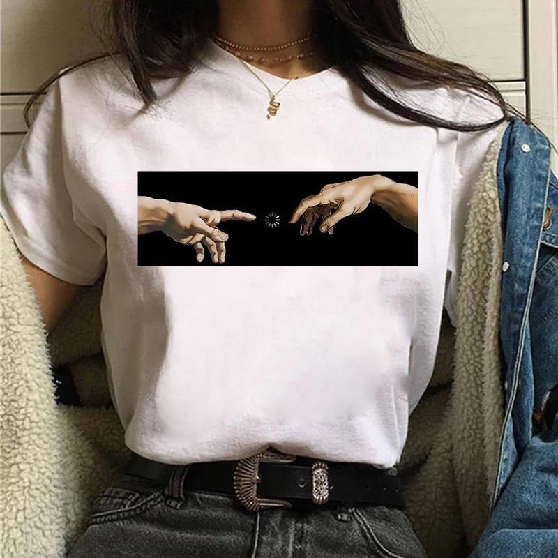 Vaporwave Michelangelo Tshirt Aesthetic T Shirt Women Fashion Harajuku Tshirt Casual Graphic T-shirt Tee Female Tops Tee Clothe
