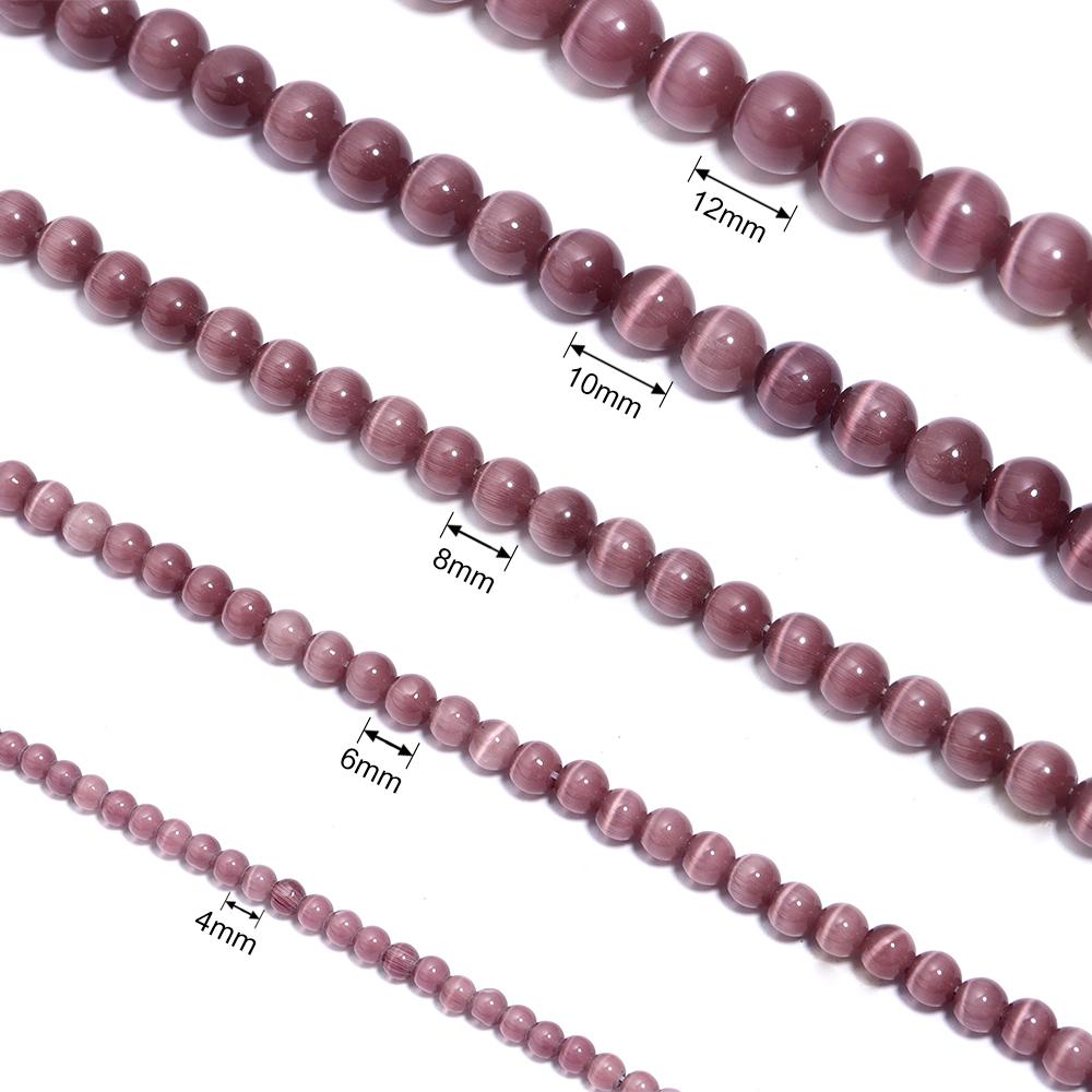 1 Strand 4/6/8/10/12mm Purple Red Color Cat Eye Stone Beads Natural Stone Beads Spacer Beads For Jewelry Making DIY Bracelets