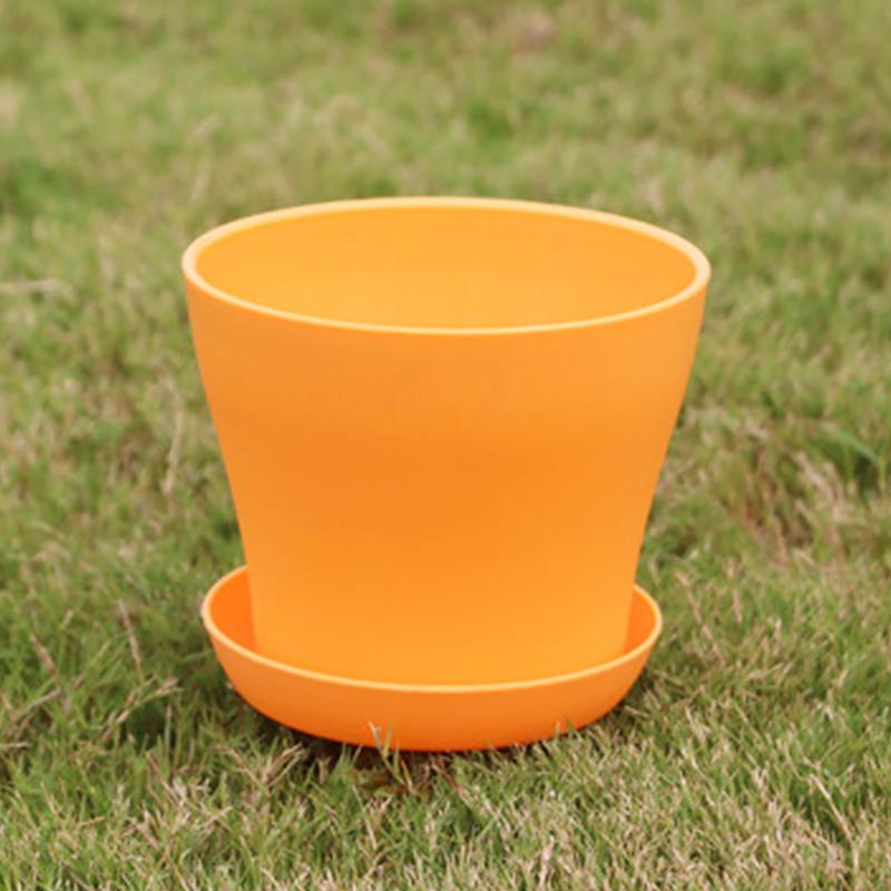 5-teiliger Blumentopf, bunt, langlebig, Kunstharz, Blumentopf, glänzend, Pflanzgefäß, Dekoration für Zuhause und Garten, mit Untertasse, Abflusslöchern