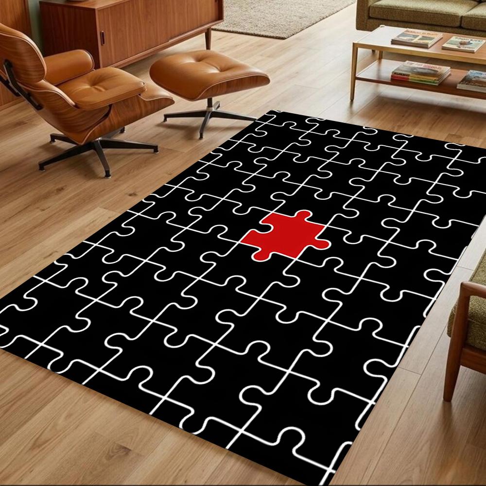 Colorful Puzzle Pattern Background Non-Slip Home Carpet Design for Office Decor Living Room Bedroom Gift