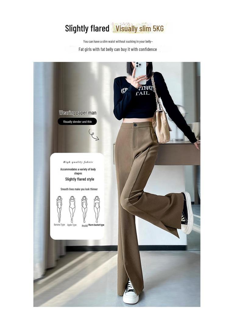 Women's High-Waist Black Flared Suit Pants - Slim Fit, Wide Leg, Spring 2024 Collection