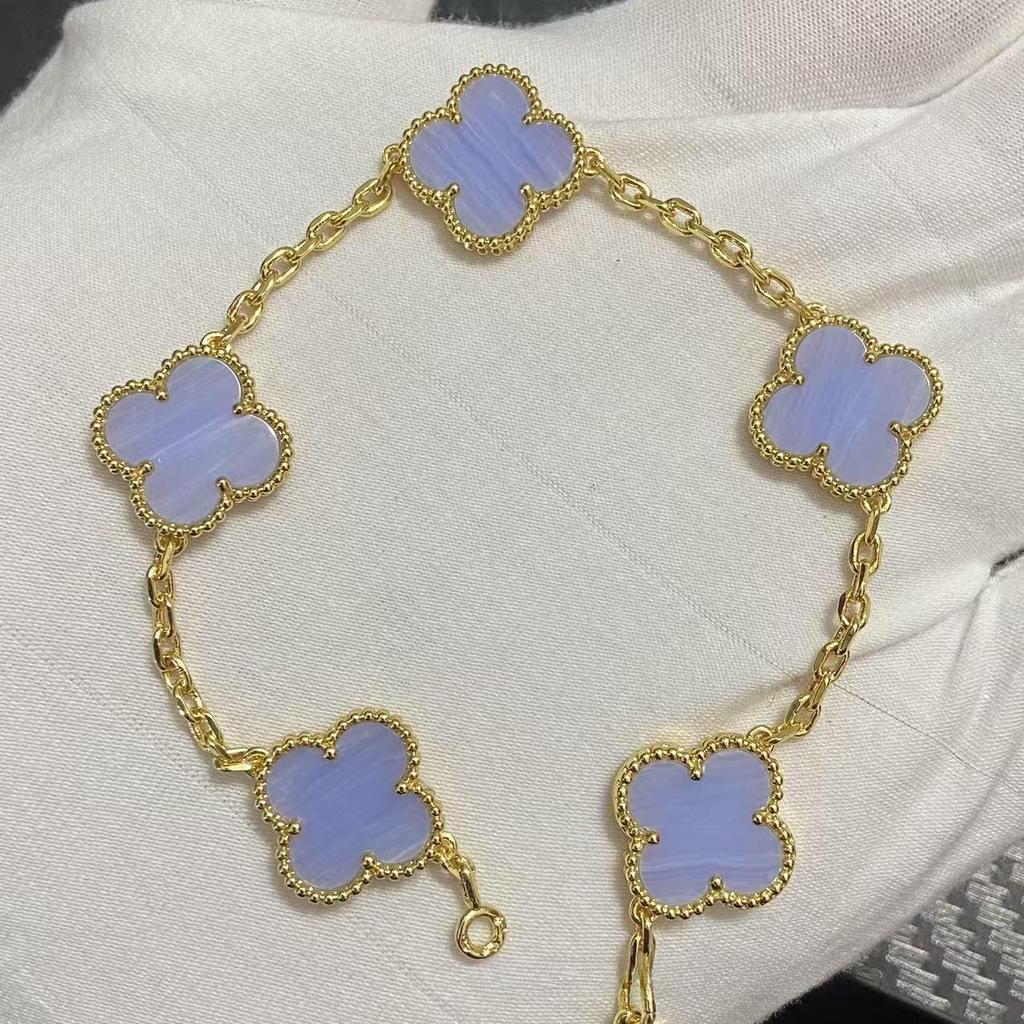 Nuova Versione Bracciale Quadrifoglio Cinque Fiori Agata Rossa Naturale Madreperla Bianca Bracciale da Donna Bracciale Laser
