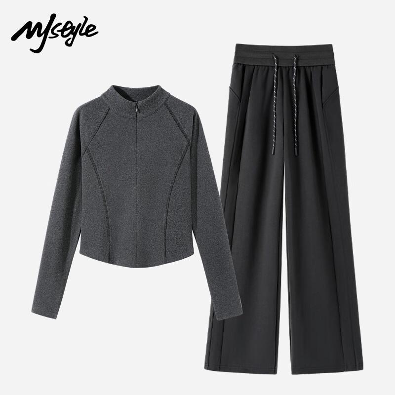 Женский флисовый костюм MJ STYLE с полувысоким воротником и прямыми брюками S
