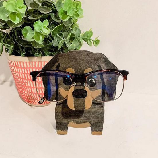 Glasses Display Stand Heavy Duty Wooden Cute 3D Fox Dog Animal Eyewear Reading Eyeglass Show Holder Home Use