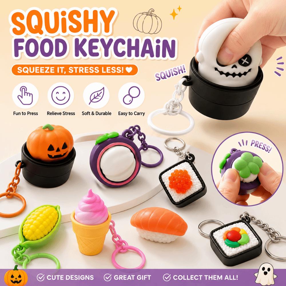 Cartoon Anti-stress Toy Pendant Finger Button Foods Clicker Key Chain  Decompression Gift
