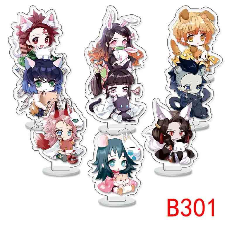 Collection de mini socles Demon Slayer 9 pièces Collection acrylique transparent Socle 6cm Collection jouets anime date de naissance cadeau unisexe