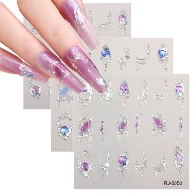 5D Embossed Nail Art Stickers Diamond Design Nail Decals Self Adhesive Nail Design Stickers for Nail Art Decorations