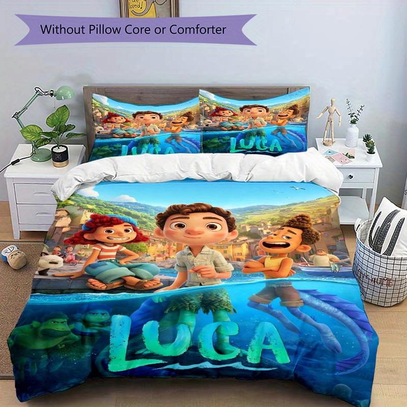 Juego de Funda Nórdica Aventura de Luca 3 Piezas (1 Funda de edredón + 2 Fundas de almohada Sin relleno), Impresión de Alta Definición para el Hogar y el Dormitorio.Q