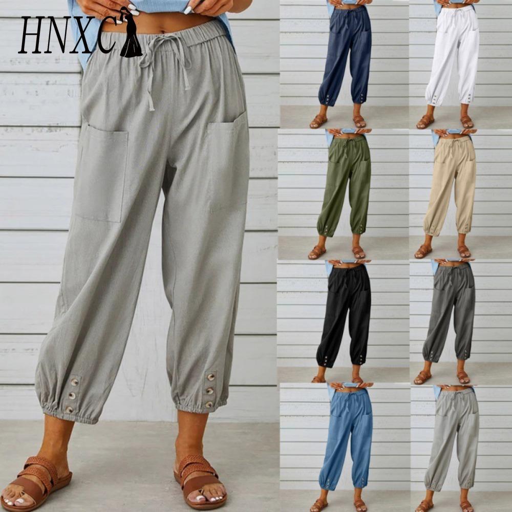 

HNXC 12 Color Women s Fashion Casual Solid Color Print Pants & Capris S белый