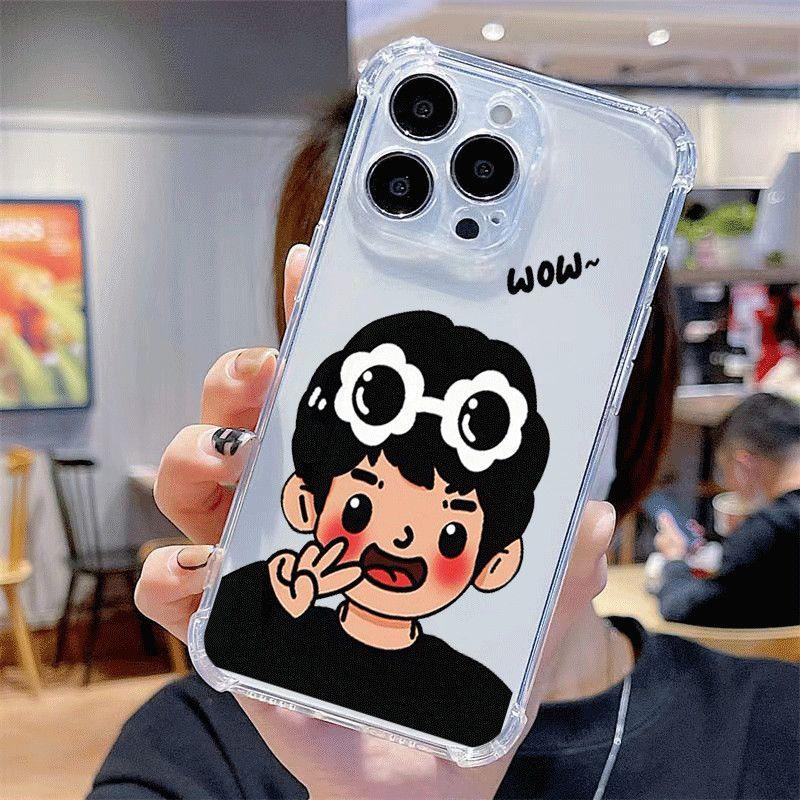 

For Apple Mobile Phone Four-corner Anti-fall Shell Transparent Electroplated Silicone for Huawei for Xiaomi For iPhone 16PROMAX