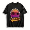 Vintage Sonnenuntergang Kokospalme Schönes Sommerurlaub Grafik T-Shirt Reines Baumwoll-T-Shirt