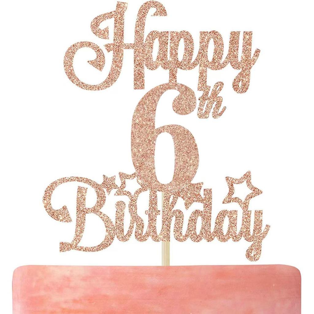 Glitter Birthday Cake Topper - Happy Birthday Party Decorations
