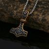 Viking Raytheon Hammer Triangle Rune Titanium Steel Pendant Retro Simple Men's Stainless Steel Necklace