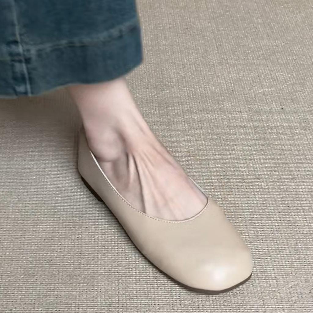 Shallow Soft-soled Flat-soled Low-heeled Grandma Shoes 2025 Spring and Autumn New Doudou Shoes One-pedal Soft Leather Single Shoes Work Shoes