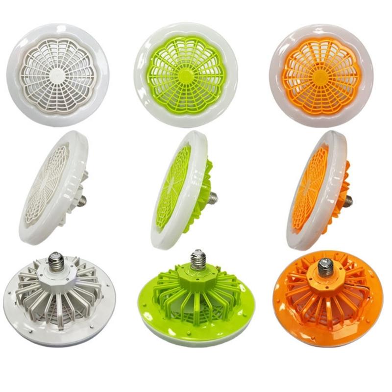 Ceiling Fan Light E27 Lamp Head Cooler Fan with Remote Control Adjustable Wind Speed for Study Bedroom Bathroom