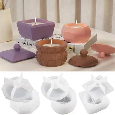 Gypsum Candlestick Silicone Mold Octagonal Square Section Cement Cup Molds DIY Resin Concrete Creative Home Ornaments Mould
