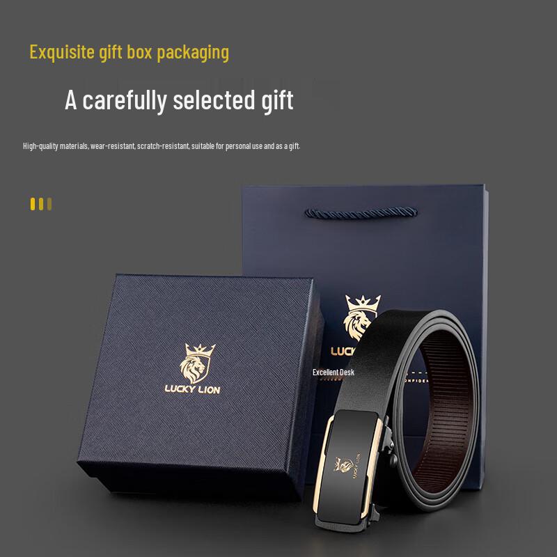 LUCKY LION Men's Automatic Buckle Leather Belt