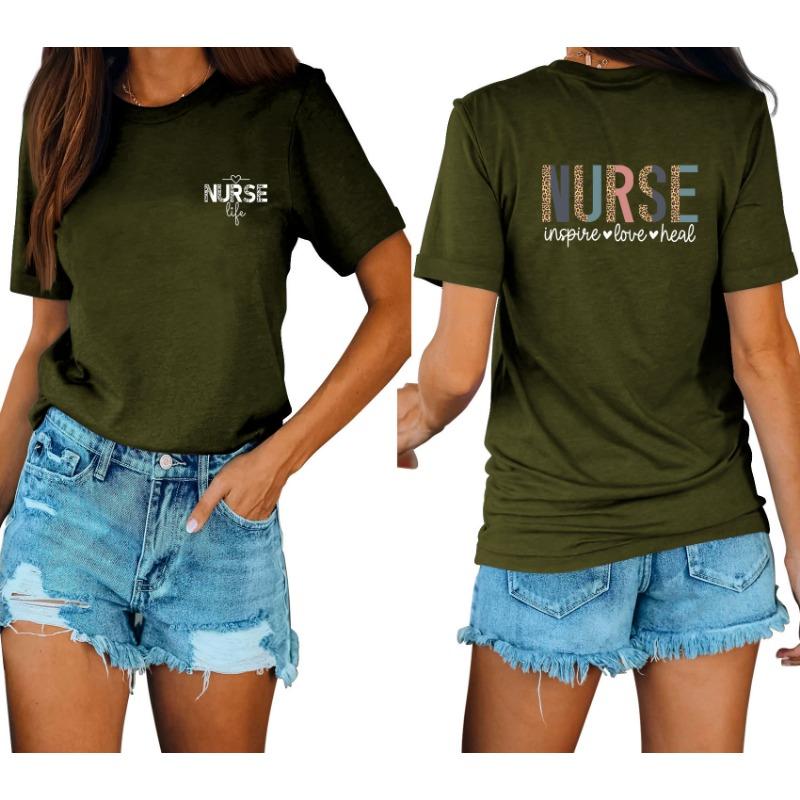 Lässige und modische Damen-T-Shirts mit Krankenschwester-Print, locker, mit Rundhalsausschnitt und kurzen Ärmeln