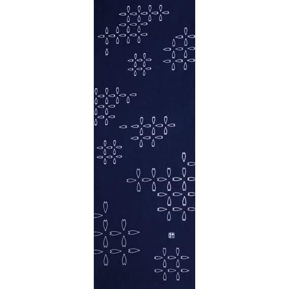 Somenbo Tenugui Hand Towel - Igeta Sakura (Checkerboard Cherry Blossom) - Indigo Dyed, 100% Cotton, Tokuoka Fabric, Made in Japan, 35cm x 100cm