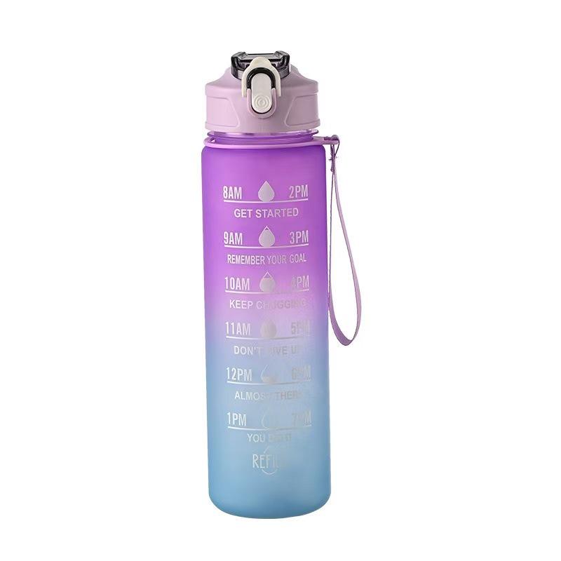

Gradient Frosted Sports Water Bottle with Handle and Lockable Pop-up Straw 800ml