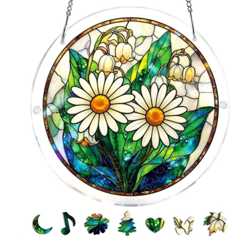 Puzzle Sun Catcher Stained Glass Window Hangings Acrylic Suncatchers Decors for Home Garden Ornament Housewarmings Gift