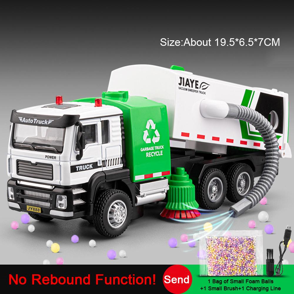 1:50 Alloy Sweeper Sanitation Truck Miniature Model Toys Car with Sound Light Wheel Sliding Engineering Vehicle Kid's Puzzle Toy