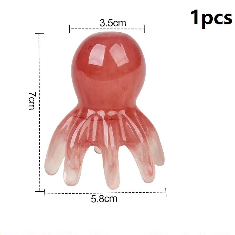 Resin Octopus Massage Comb Head Meridian Scraping Scalp Massager Tool Portable 8-Prong Head SPA Massage Comb For Anti Fatigue