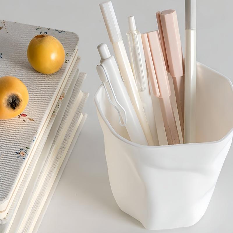 1PC Minimalist Style Pure White Creative Art Personalized Pen Holder Learning Stationery Storage Bin Makeup Brush Holder Desktop