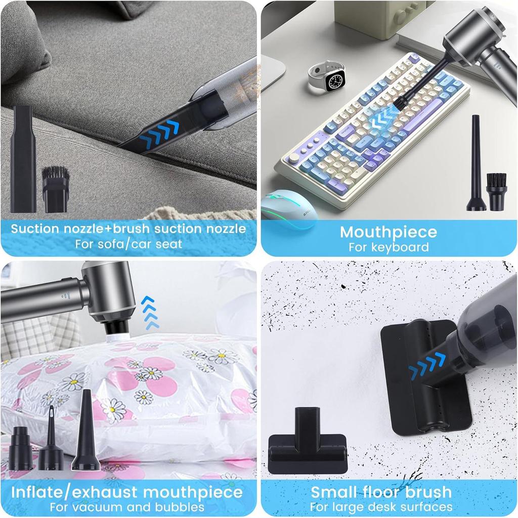 Portable Wireless Brushless Vacuum Cleaner with Adjustable Suction for Car Use