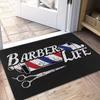 Vintage Barber Life Pole Scissors Print Doormat Anti Slip Floor Mat Barbershop Front Entrance Rug