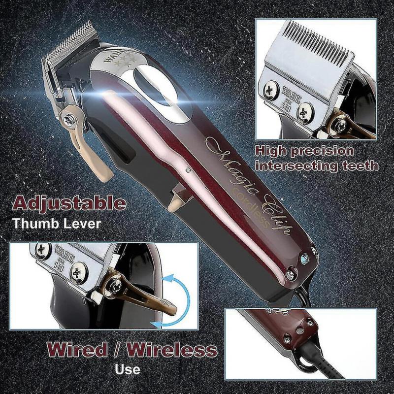 5 Star Cordless Magic Clip Professional Hair Clippers Trimmers Pro Lightweight Haircutting Kit Barbers Supplies Set Wine Red