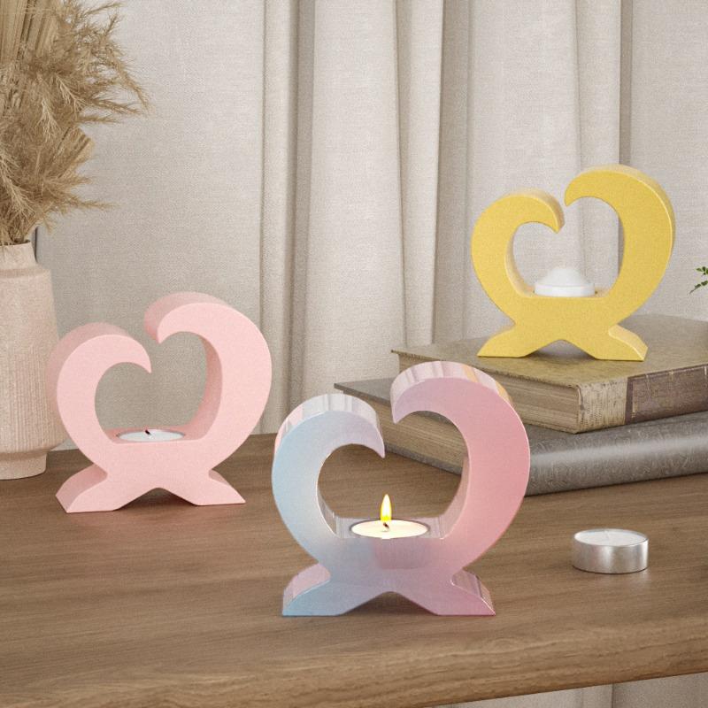 DIY Heart Shaped Candle Ornament Silicone Mold Candle Holder Base Ornament Plaster Cement Resin Mold Home Decoration