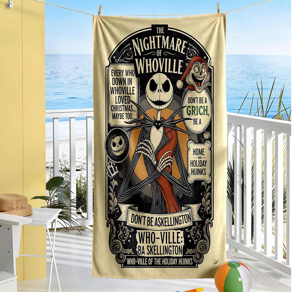Christmas Nightmare Beach Towel Super Soft Microfiber Quickdry Fabric Comfortable Lightweight
