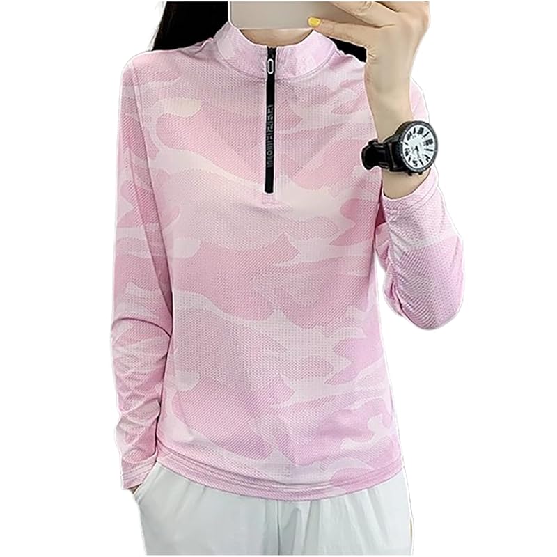 

[M-Thing] tops Thin training wear camouflage pattern Sweat absorption quick drying half zip golf long sleeve mountain climbing ladies spring summer