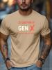 Unisex Navy Crew Neck Tee Caution Gen X Feelings Will Get Hurt Distressed Retro Red White Text Warning Slogan Graphic Soft Short