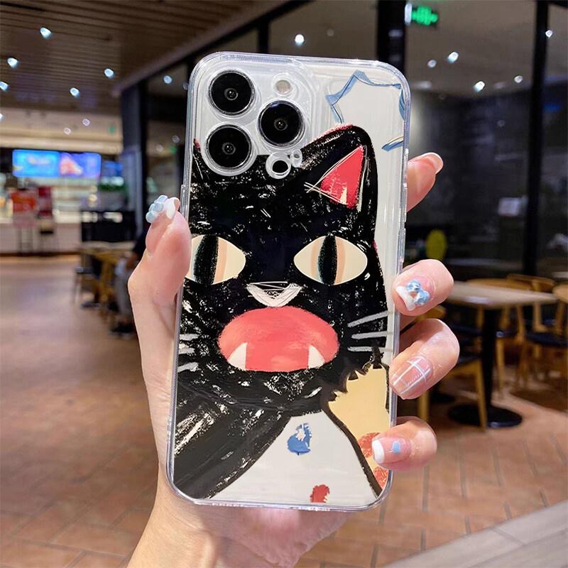 Case for Samusng Galaxy A56 A55 A54 A35 A36 A26 A16 A15 A14 A34 A53 S25 S24 S23 Ultra Plus S20 S21 S24 FE Cute Doodle Cat Cover