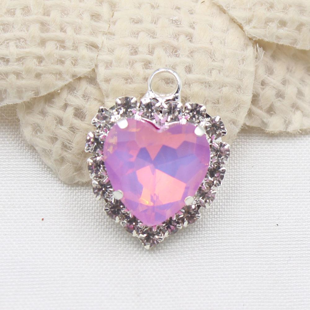 Factory Direct Sales of 10 Pieces of 16 * 20mm Mocha Peach Heart Water Diamond Button Flat Bottom with Loop DIY Clothing Necklac