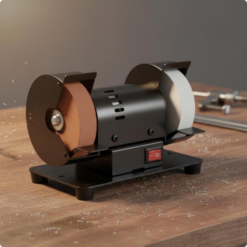 Double Wheel Rust Removal Tabletop Grinding Machine Polishing Mini Bench for Home Garage, Workshop