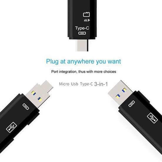 5 In 1 USB 3.0 Type-C Micro OTG TF Micro Security Digital Card Reader Adapter