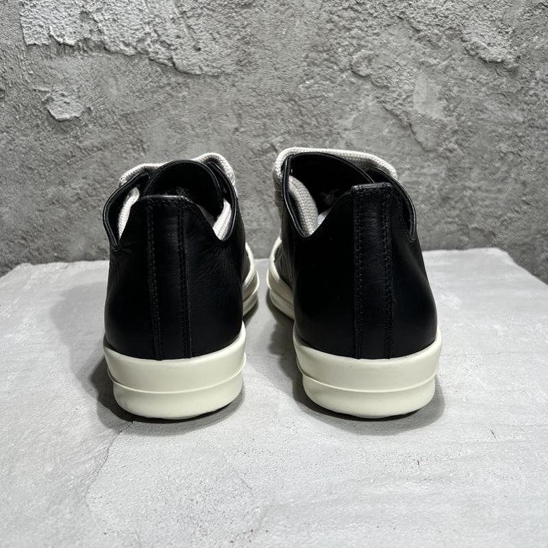 Men's Shoes Genuine Leather Jumbo Shoelace Women's Sneakers Fashion Black Solid Lace-up Men's Casual Shoes