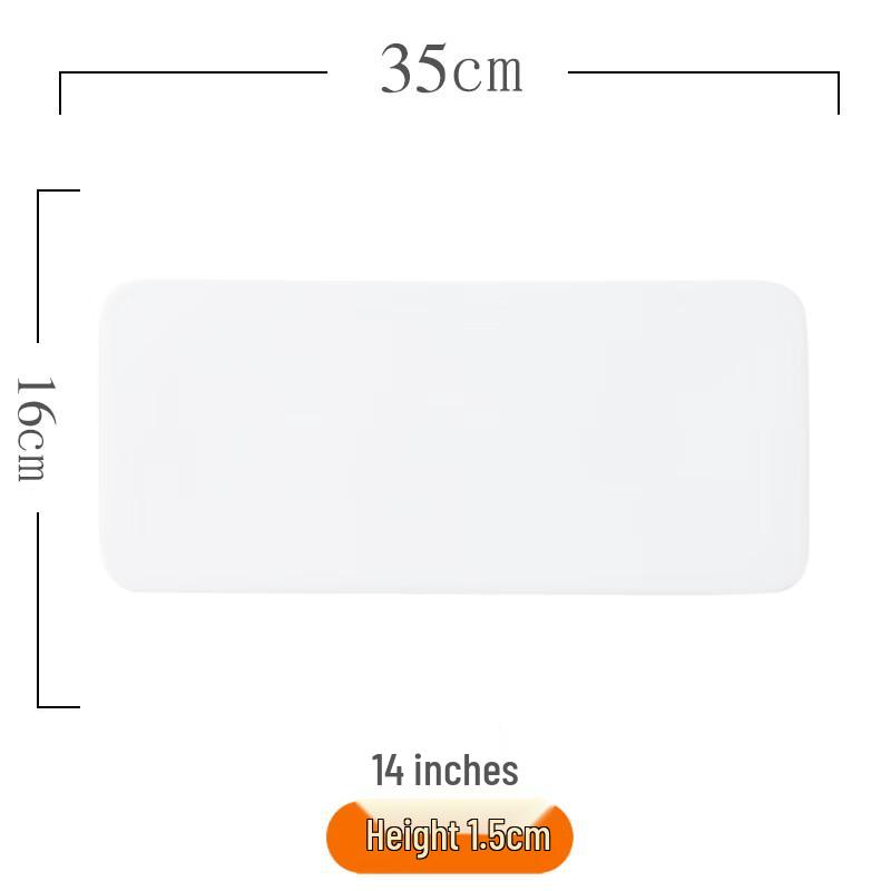 Pure White Rectangular Ceramic Flat Plate