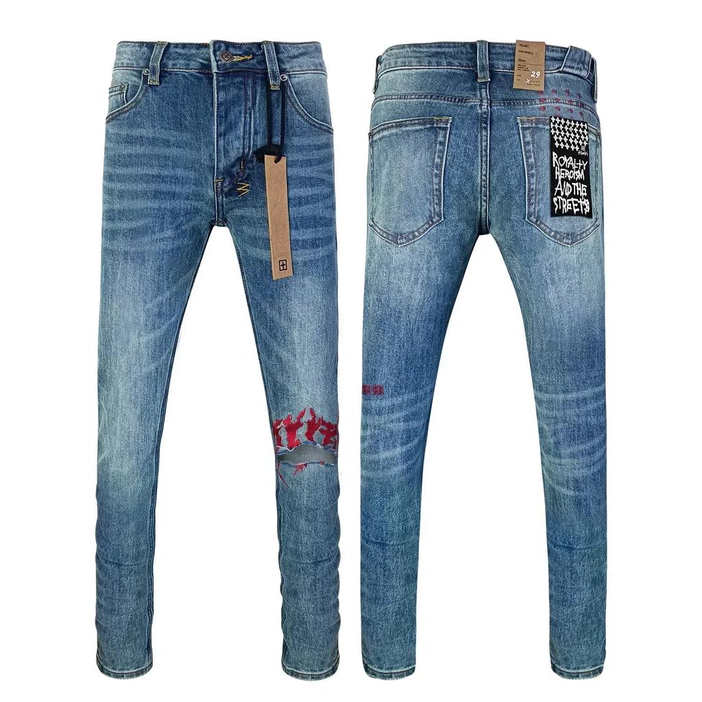 STREETRICH Nejvyšší kvalita Džíny Muži Ženy Móda Křížový Trend Retro Trend Malování Nízký Pas Strečové Skinny Roztrhané Ošoupané Kalhoty