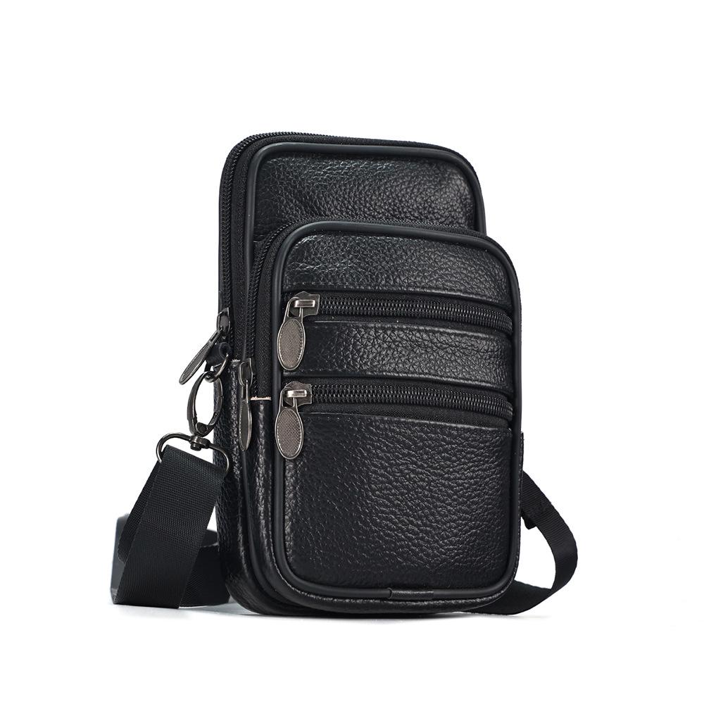 Men's Genuine Leather Crossbody & Waist Bag - Retro Vertical Minimalist Style