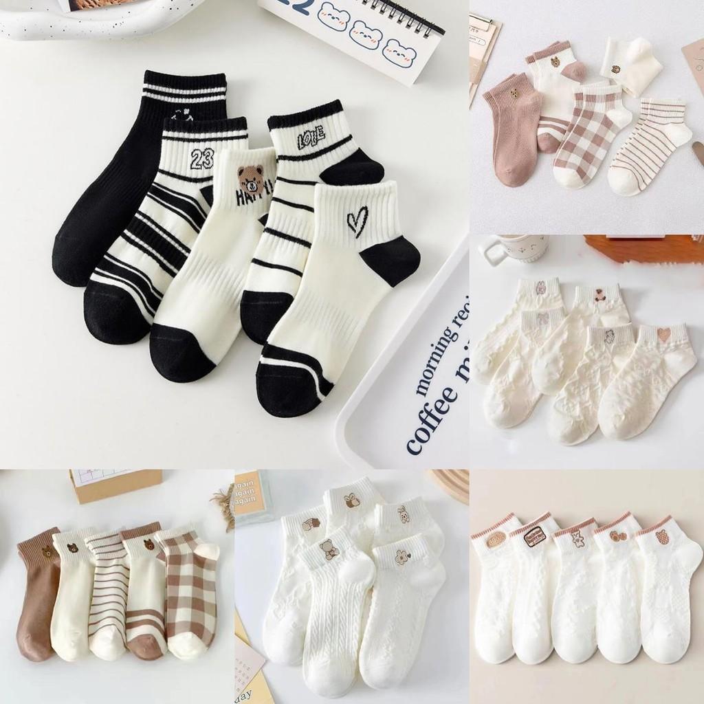 Bear Short Cute Socks Women Cartoon Fruit Pattern Summer Spring Casual Autumn