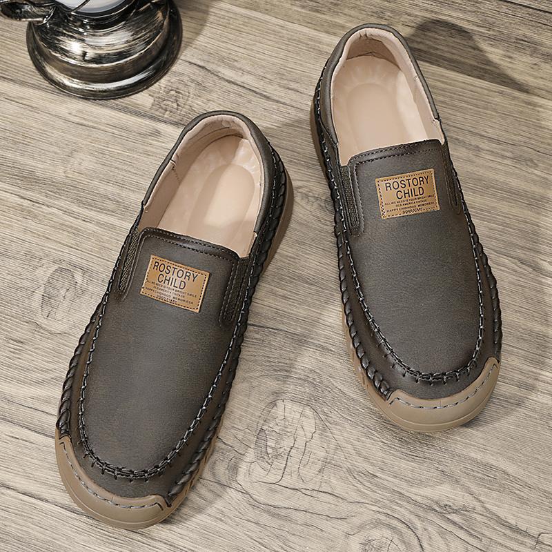 38-46 Men's Handmade Leather Shoes Casual Loafers Slip On Leather Flats Outdoor Walking Shoes