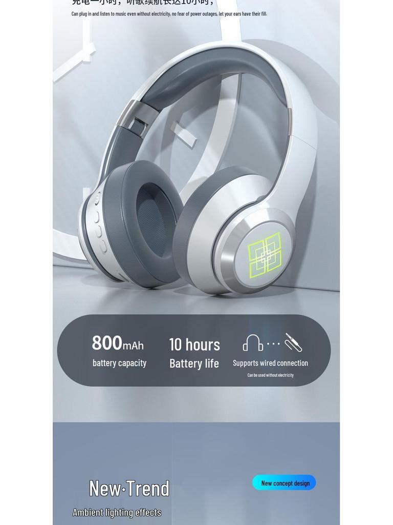 New Luminous Over-Ear Bluetooth Gaming Headset with Heavy Bass