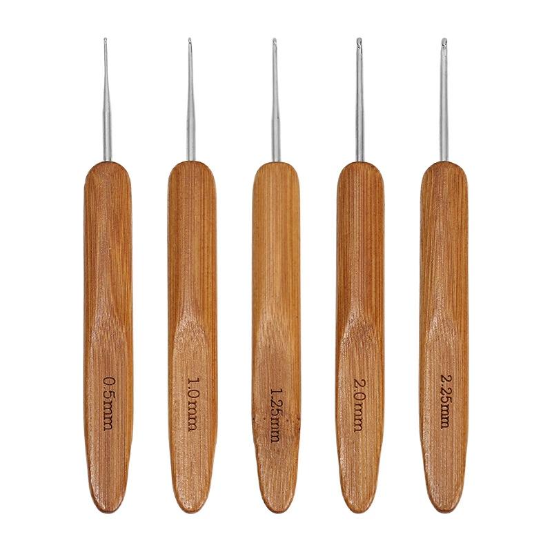 10pcs/bag Bamboo Handle Craft Needle Home Use Crochet Hooks Set Portable Sweater Knitting Multi Size Ergonomic DIY Sewing Tools