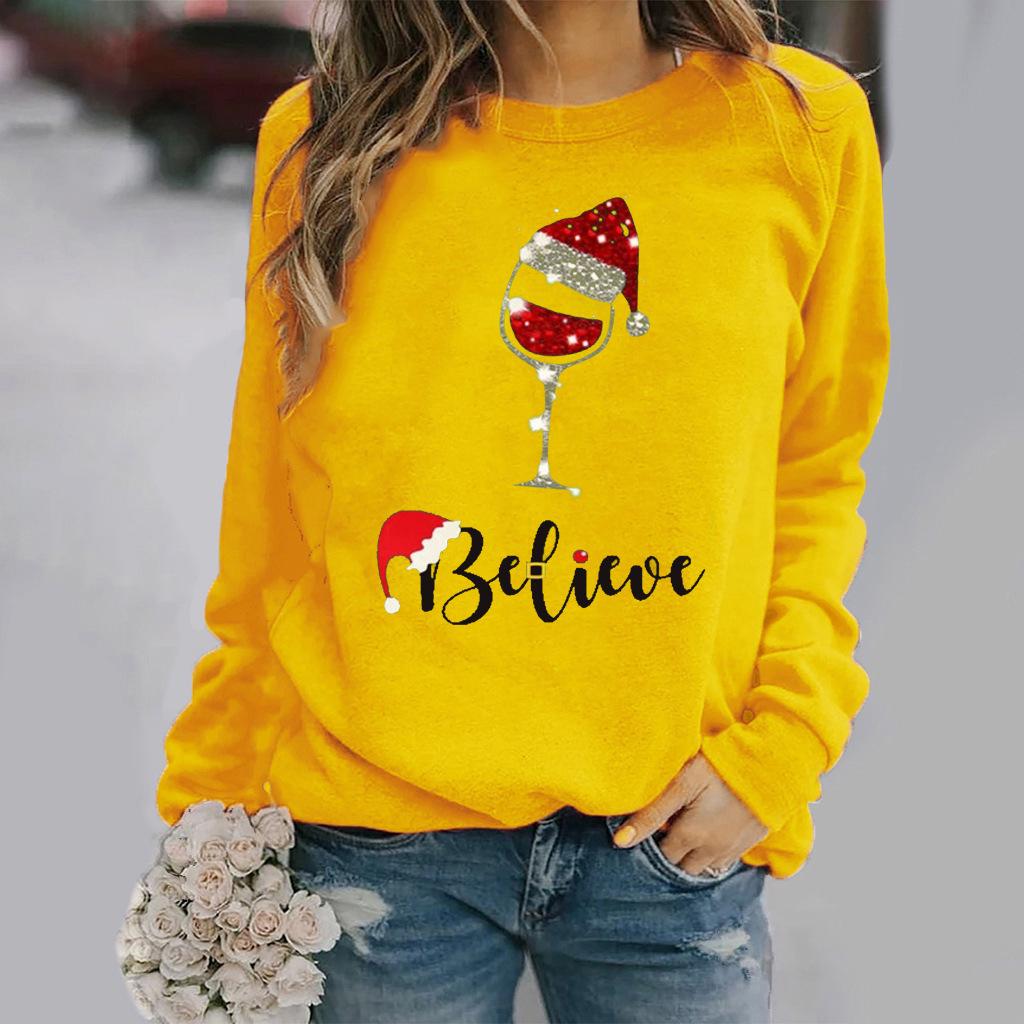 Women's Christmas Pattern Long Sleeve Round Neck Hoodie
