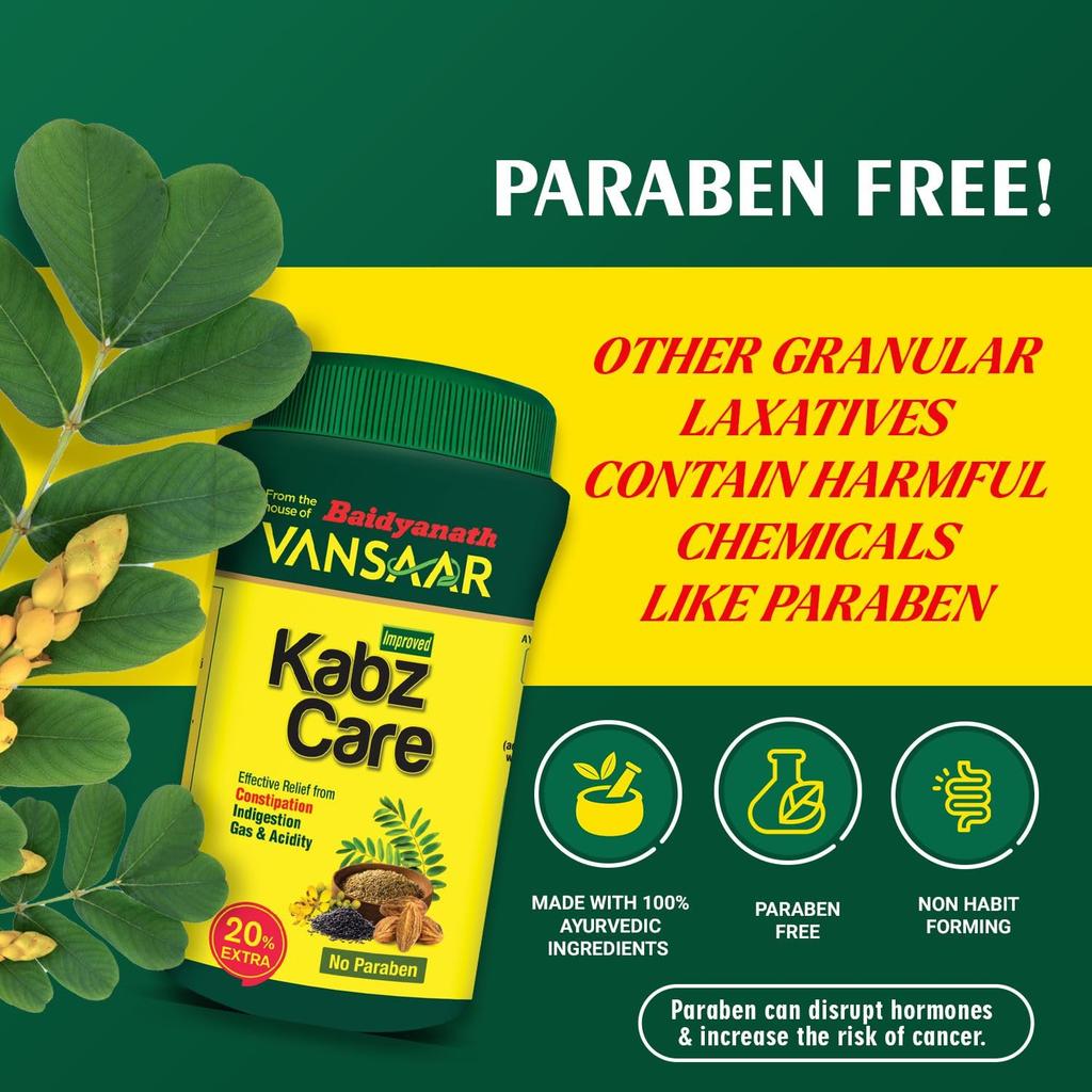 Vansaar KabzCare Granules 240g Pack | Ayurvedic Digestive Support for Constipation, Bloating, Gas Relief & Acidity Balance