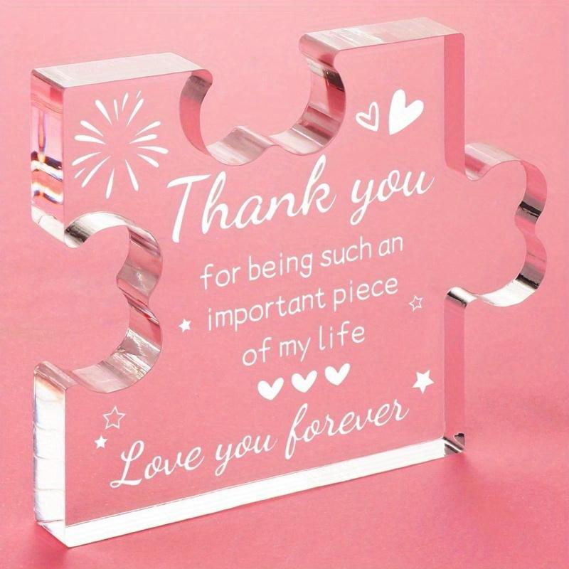 

Thank You Puzzle Plaque. Unique acrylic desk decor for coworkers, teachers & friends. чистый